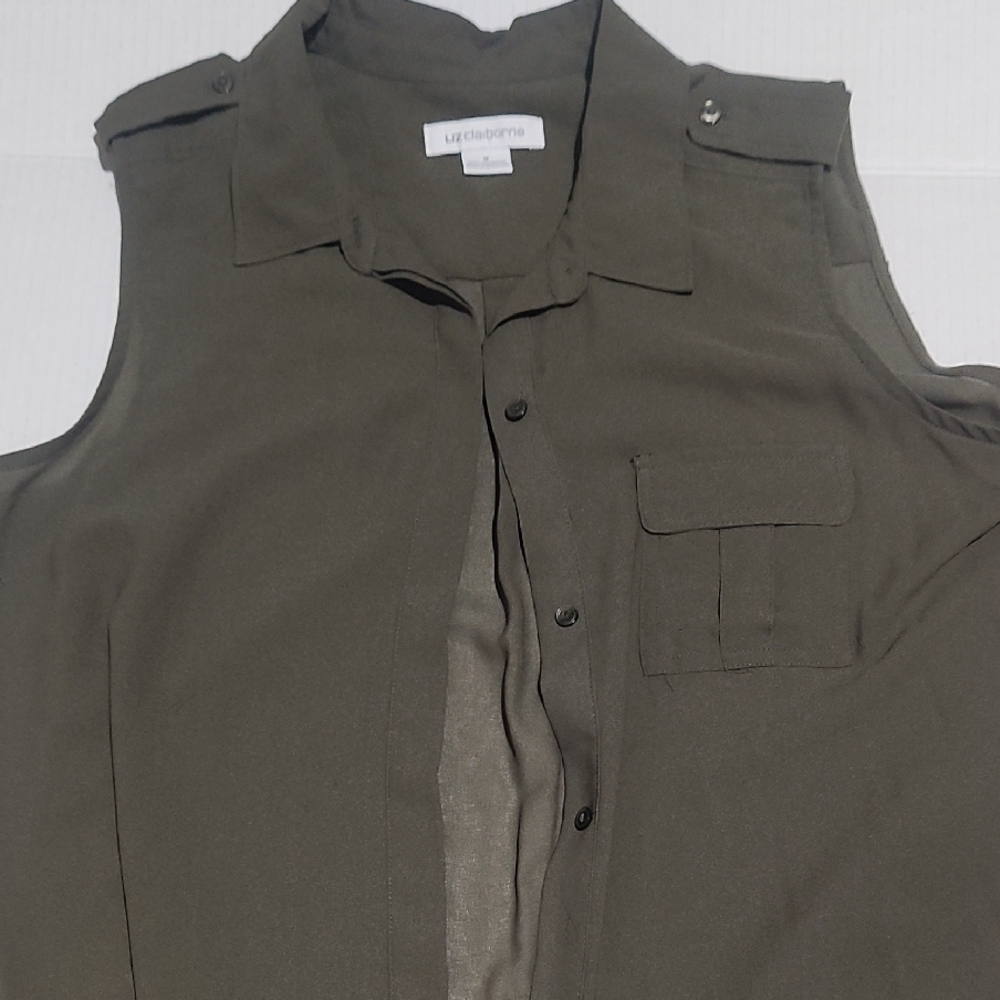 Liz Claiborne Olive Sleeveless Blouse